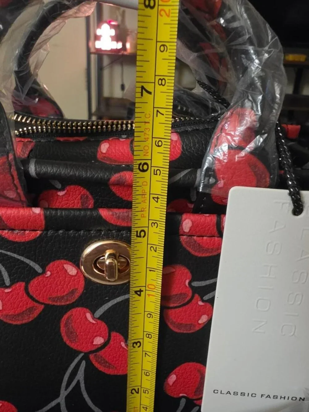 NWT Classic Fashion Cherry Print 2-in-1 Satchel Tote Bag with Matching Wallet